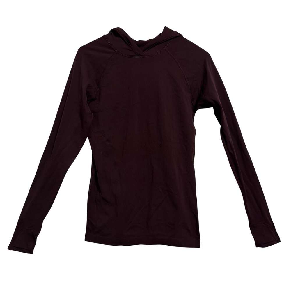 Athleta Momentum Hoodie Womens Small Dark Burgundy Plum Long Sleeve Thumbholes